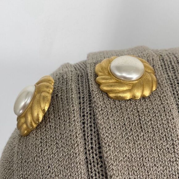 Vintage Antonella Preve New York M Santana Knit Midi Dress Embellished Beige 80s - Picture 8 of 15